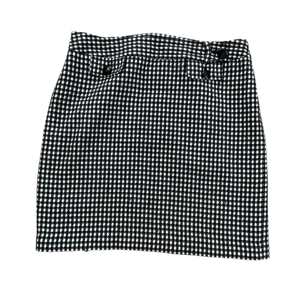 ANN TAYLOR Black White Houndstooth‎ Career Knee Length Skirt Size 12